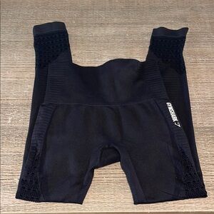Gymshark Black Leggings with Lace Accents‎